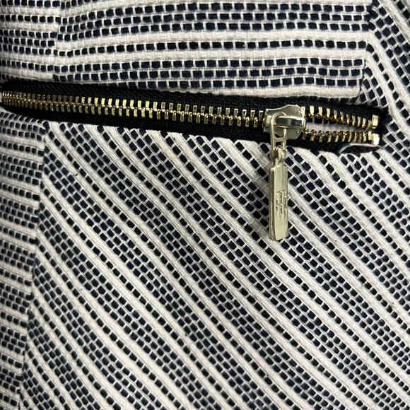 Tommy Hilfiger Navy Blue White Chevron Stripe Full Zip Blazer sz 6 Elbow Patches - Picture 11 of 12